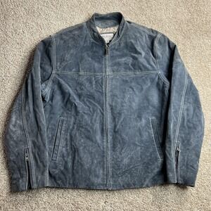 Wilsons Leather M Julian Jacket Mens XL Blue Leather Bomber Full Zip Lined